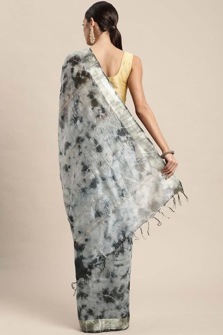 Grey Pure Silk Bhagalpuri Tie And Dye Saree