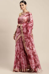 Maroon Pure Silk Bhagalpuri Tie And Dye Saree