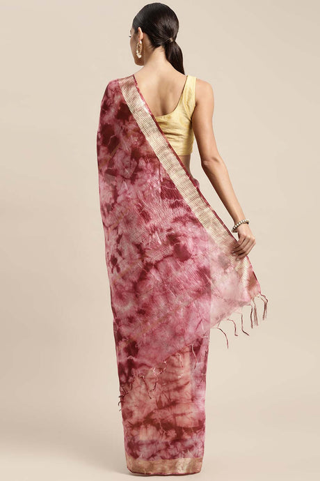 Maroon Pure Silk Bhagalpuri Tie And Dye Saree