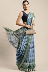 Blue Pure Silk Bhagalpuri Tie And Dye Saree