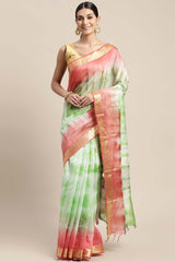 Green Pure Silk Bhagalpuri Tie And Dye Saree