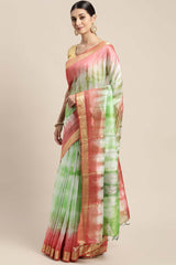 Green Pure Silk Bhagalpuri Tie And Dye Saree