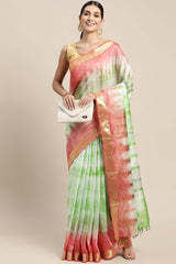 Green Pure Silk Bhagalpuri Tie And Dye Saree