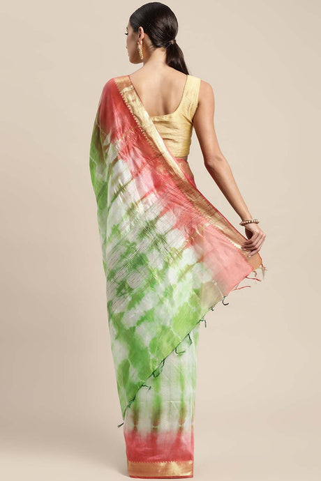 Green Pure Silk Bhagalpuri Tie And Dye Saree