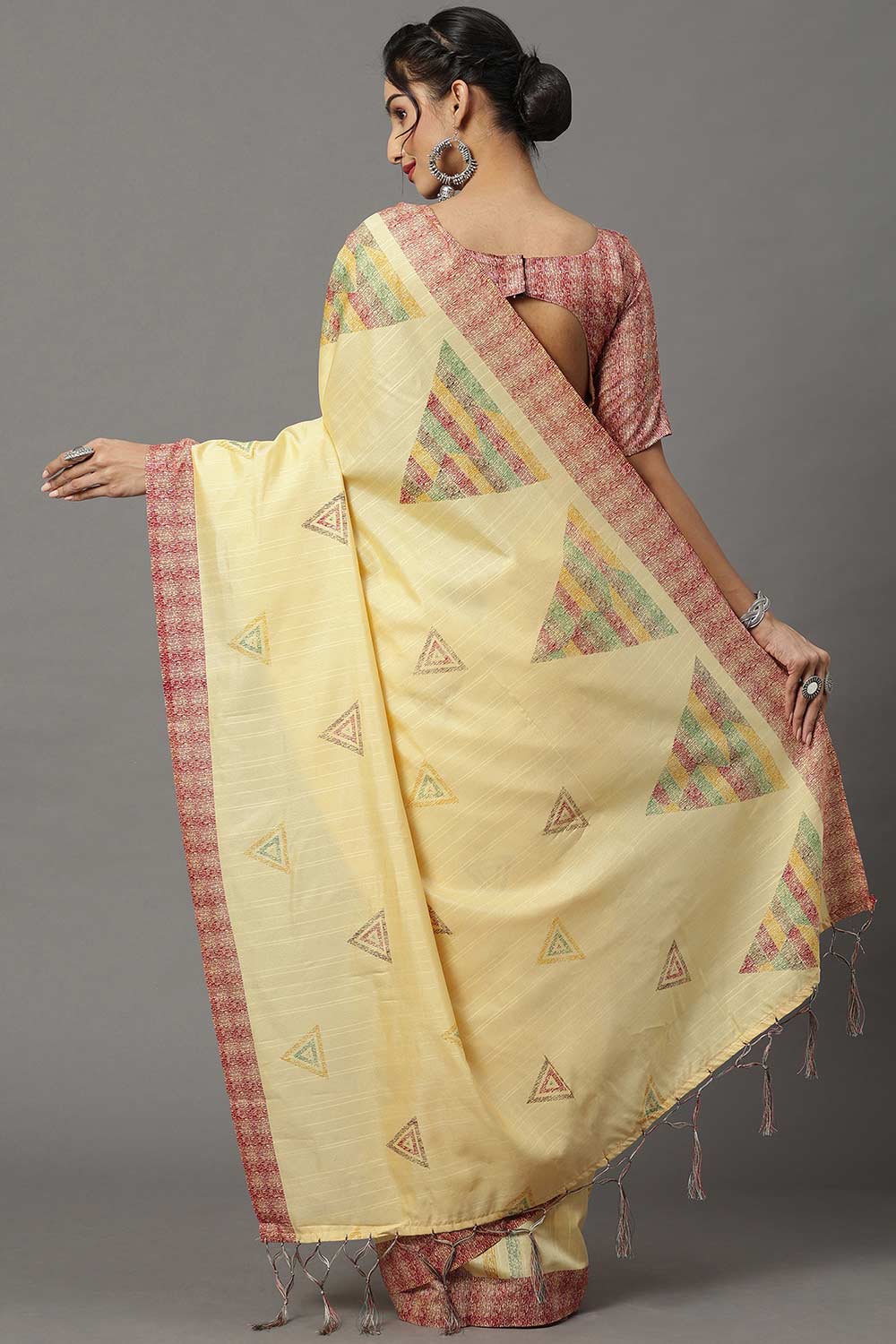 Bhagalpuri Silk Yellow Printed Designer Saree