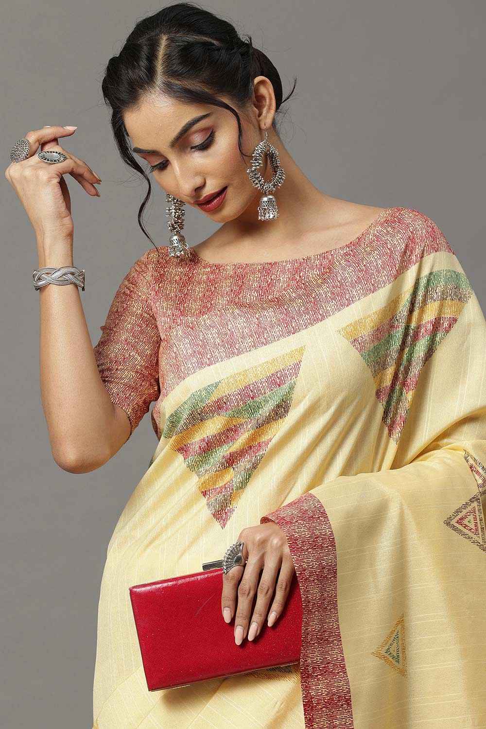 Bhagalpuri Silk Yellow Printed Designer Saree