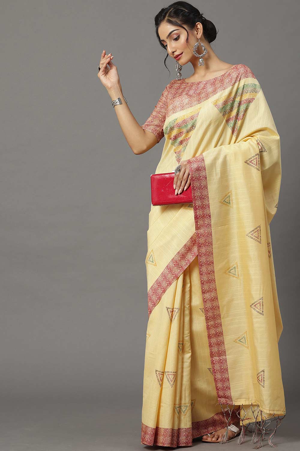 Bhagalpuri Silk Yellow Printed Designer Saree