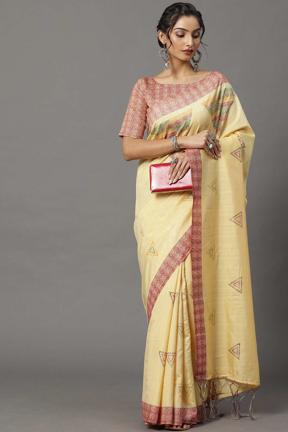 Bhagalpuri Silk Yellow Printed Designer Saree