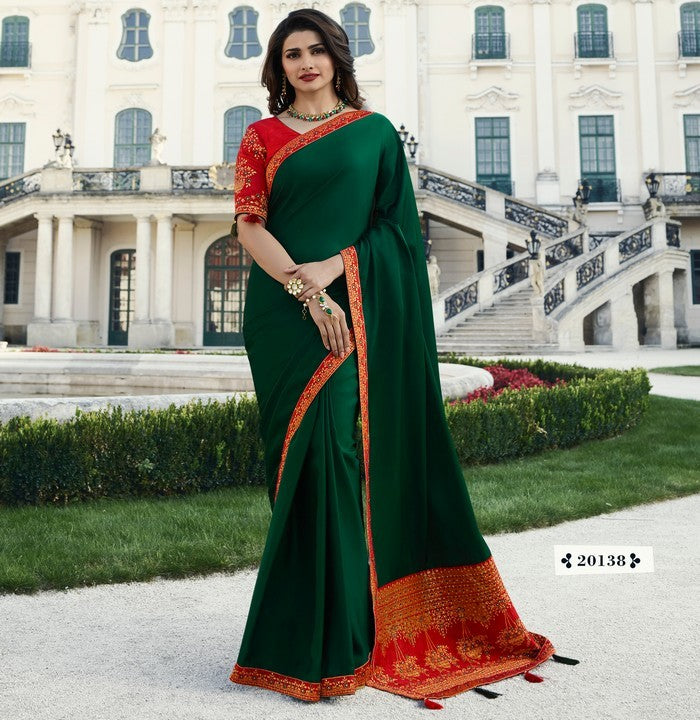 Sparkle Art Silk Saree In Green