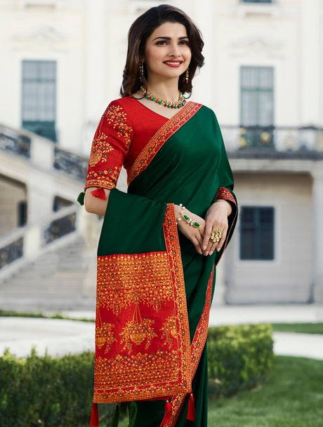 Sparkle Art Silk Saree In Green