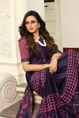 Art Silk Printed Saree In Purple