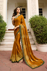 Art Silk Printed Saree In Yellow