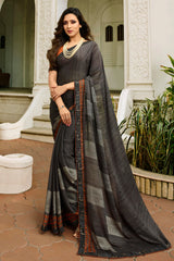 Art Silk Printed Saree In Grey