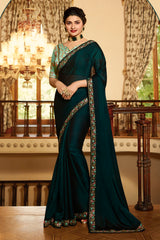 Silk Embroidery Saree In Green