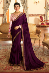 Silk Embroidery Saree In Purple