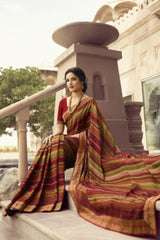 Silk Printed Saree In Red