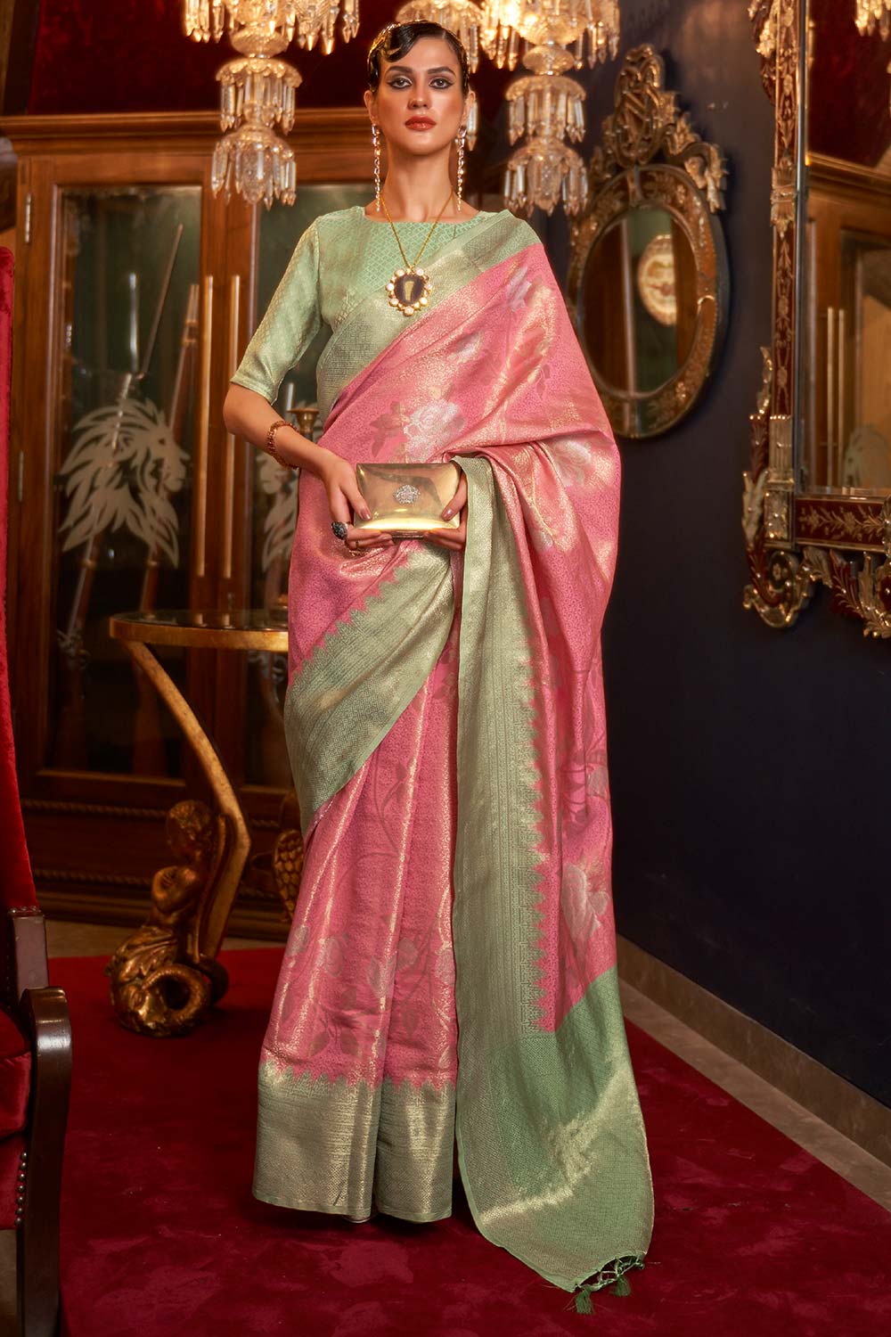 Pink Handloom Weaving Saree  Saree