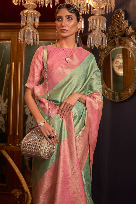 Green Handloom Weaving Sarees  Saree
