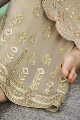 Faux Georgette Embroidered Suit Set Dress Material In Beige