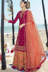 Faux Georgette Embroidered Suit Set Dress Material In Rani Pink