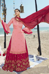 Faux Georgette Embroidered Suit Set Dress Material In Pink