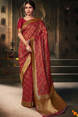 Buy Banarasi Art Silk Woven Saree in Red Online