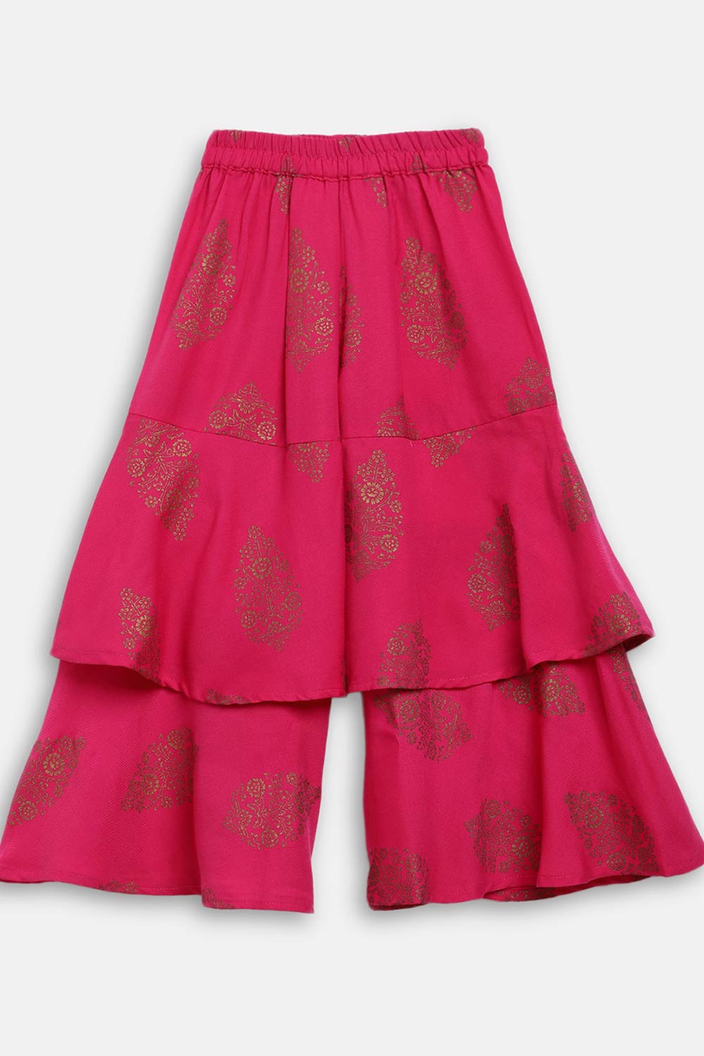 Buy Girl Rayon Printed Kurta Set in Pink Online - Side