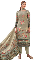 Buy Pure Silk Digital Printed Dress Material in Green