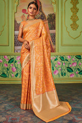 Buy Banarasi Art Silk Woven Saree in Orange Online