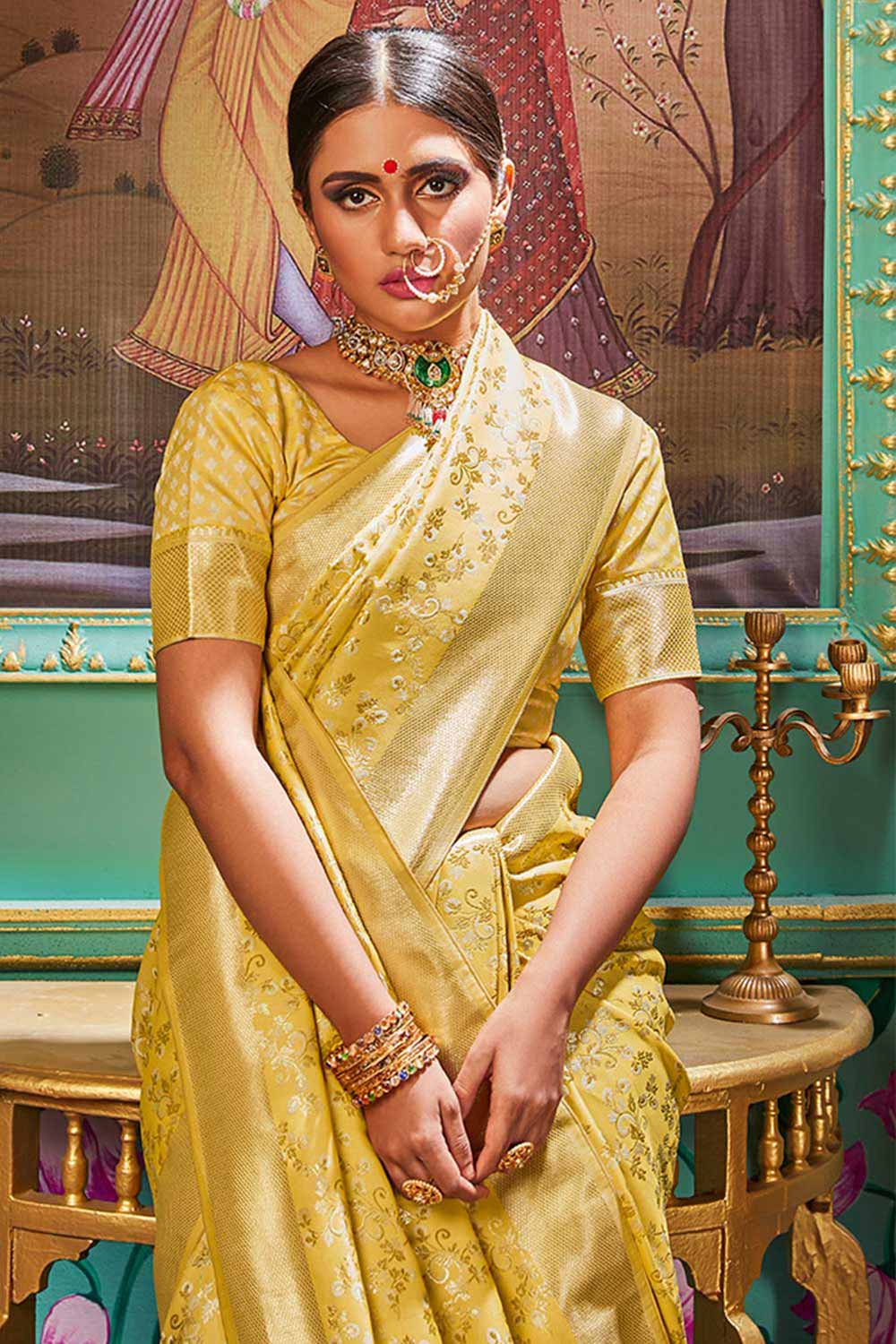 Buy Banarasi Saree in Yellow