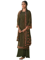 Buy Muslin Digital Printed Dress Material In Green