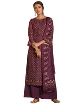 Buy Muslin Digital Printed Dress Material In Purple