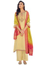 Buy Pure Silk Embroidered Dress Material in Yellow