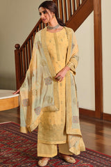 Buy Dola Art Silk Embroidered Dress Material in Yellow