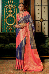 Blue Zari Handloom Art Silk Saree