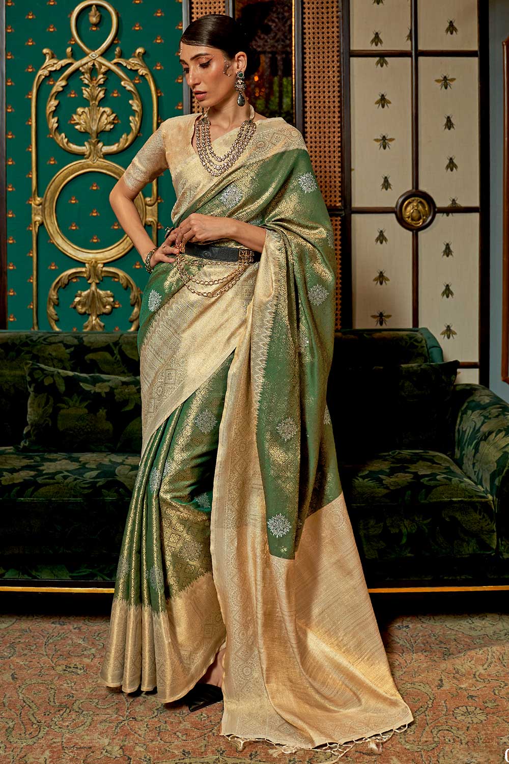 Green Zari Handloom Art Silk Saree