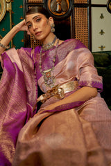 Purple Zari Handloom Art Silk Saree