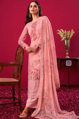 Buy Faux Georgette Embroidered Dress Material in Pink