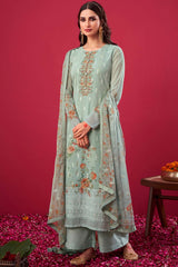 Buy Faux Georgette Embroidered Dress Material in Grey