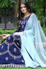 Buy Women Dress Material in Navy Blue