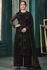 Buy Net Embroidered Dress Material in Black