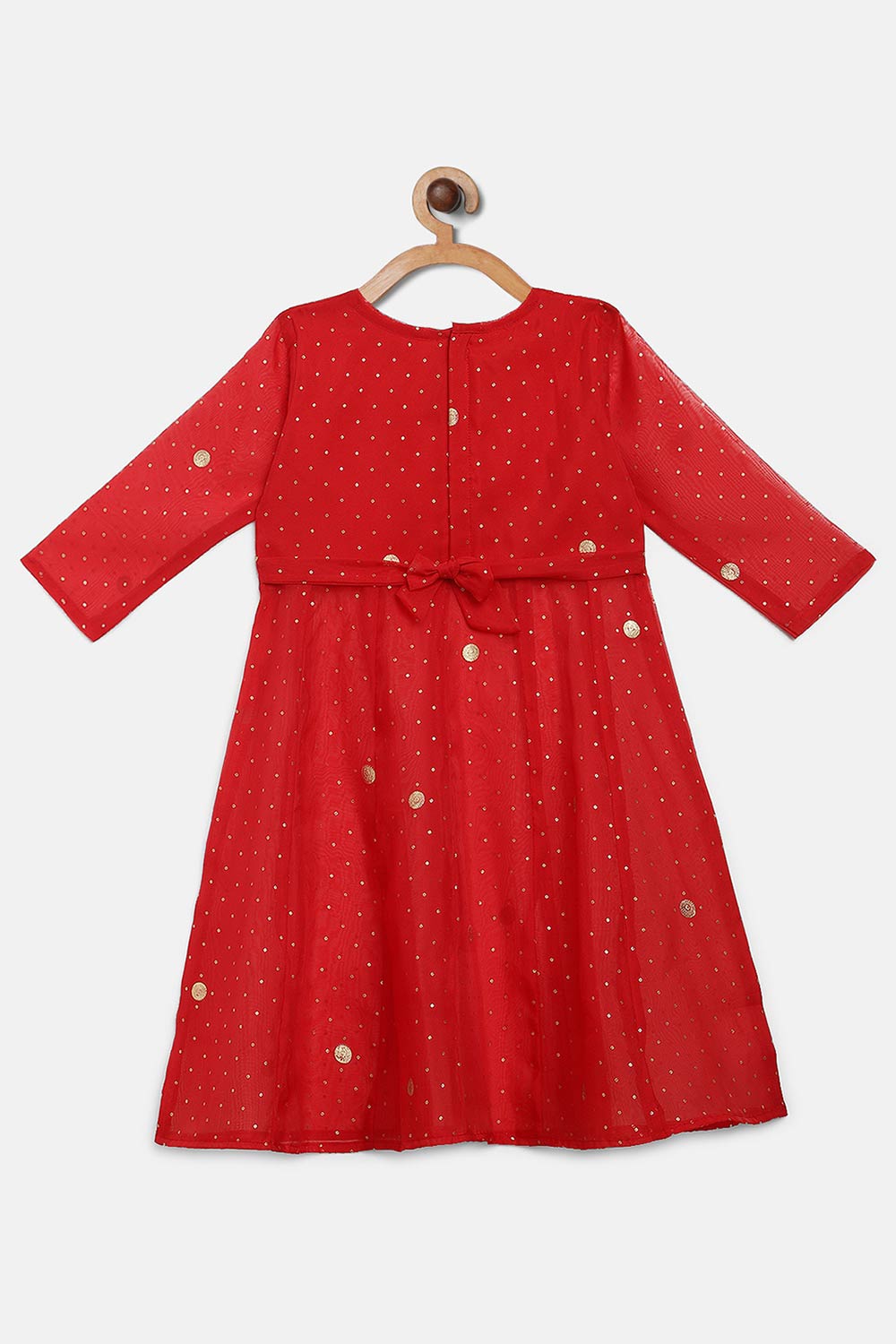 Buy Girl Polyester Printed Kurta Set in Red Online - Front