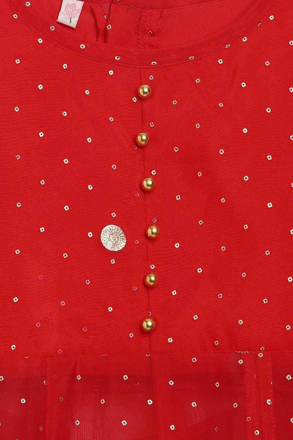 Buy Girl Polyester Printed Kurta Set in Red Online - Zoom In