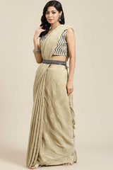 Buy Pure Crepe Solid Saree in Gold Online