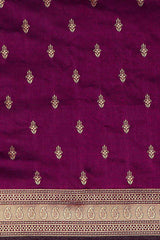 Magenta Silk Blend Ethnic Motif Woven Design Banarasi Saree