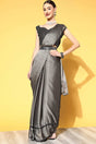 Buy Grey Georgette Striped Saree Online