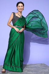 Buy Green Georgette Striped Saree Online