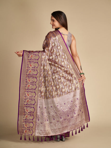 Purple Pure Tissue Silk Tissue Saree