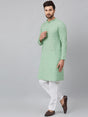 Buy Men's Green Cotton Chikankari Embroidered Kurta Pajama Set Online