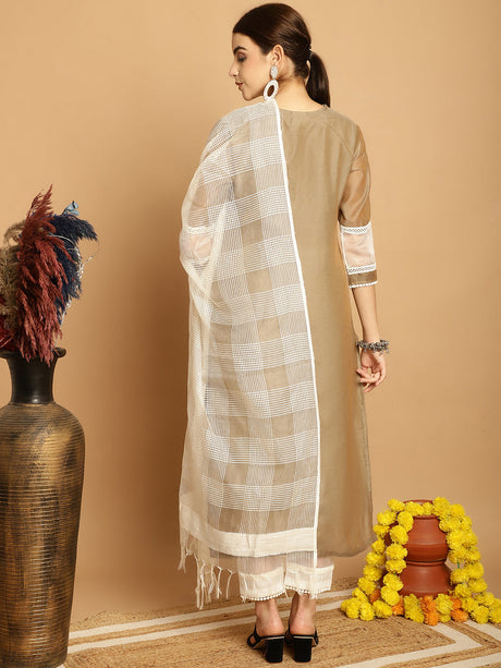 Mouse  Chanderi Printed Kurta Set